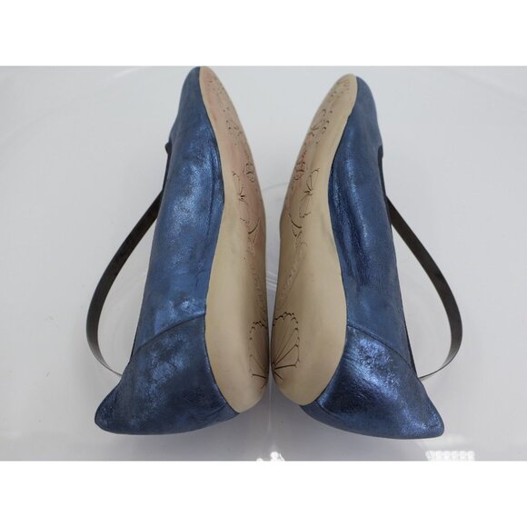 Wolky Ballet Flats Blue Metallic Leather Slip On Shoes Comfy Casual Size 38 7 - Picture 7 of 10